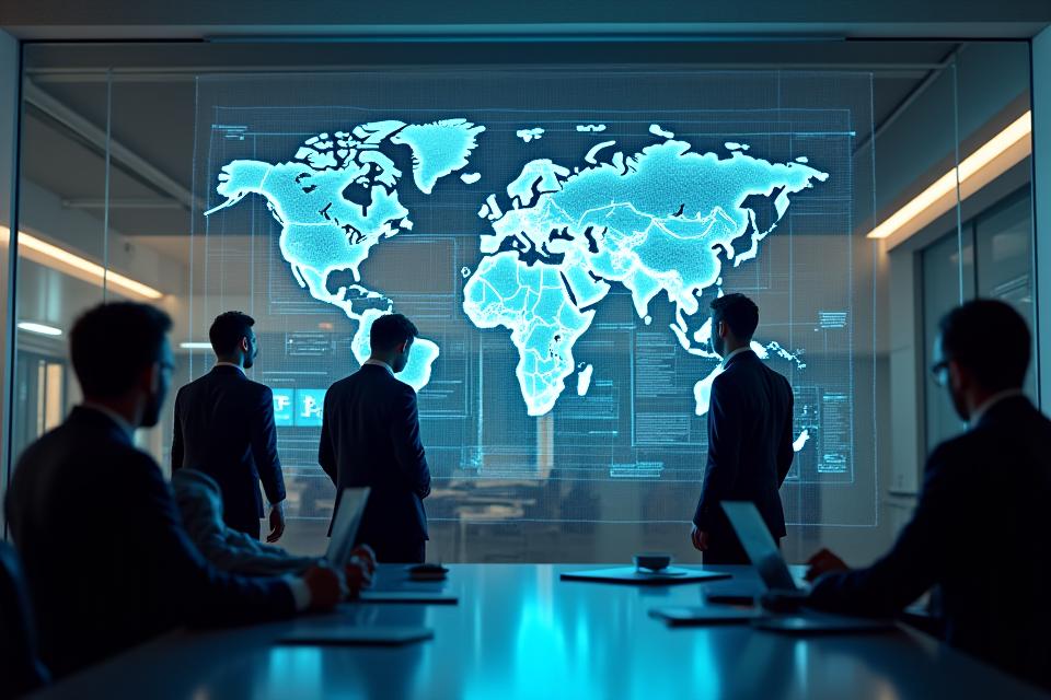 Diverse team collaborating on a digital dashboard, representing a vendor network