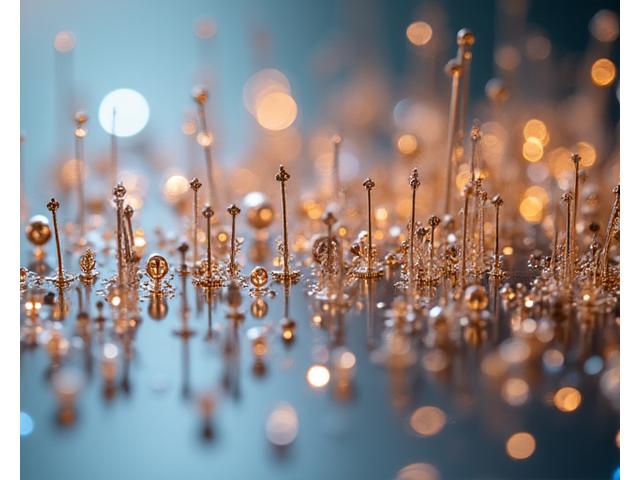 An intricate kinetic sculpture with dozens of small, reflective components slowly moving in unison, creating mesmerizing patterns.